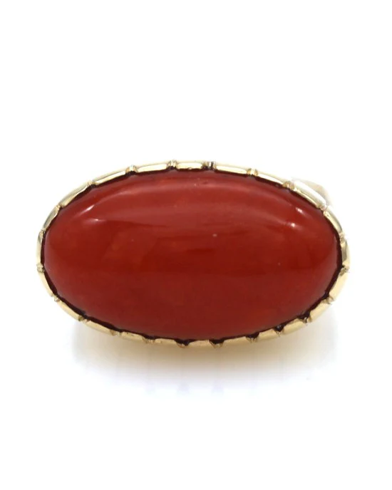 Elias Red Coral Cabochon Ring - Image 2
