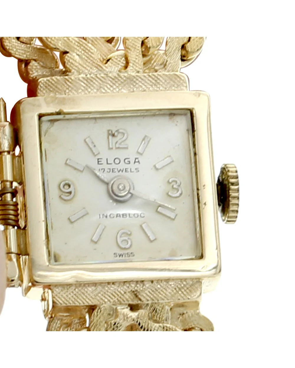 Eloga 14KY Gold Vintage Diamond Opal Flip Top Dress Watch - Image 3