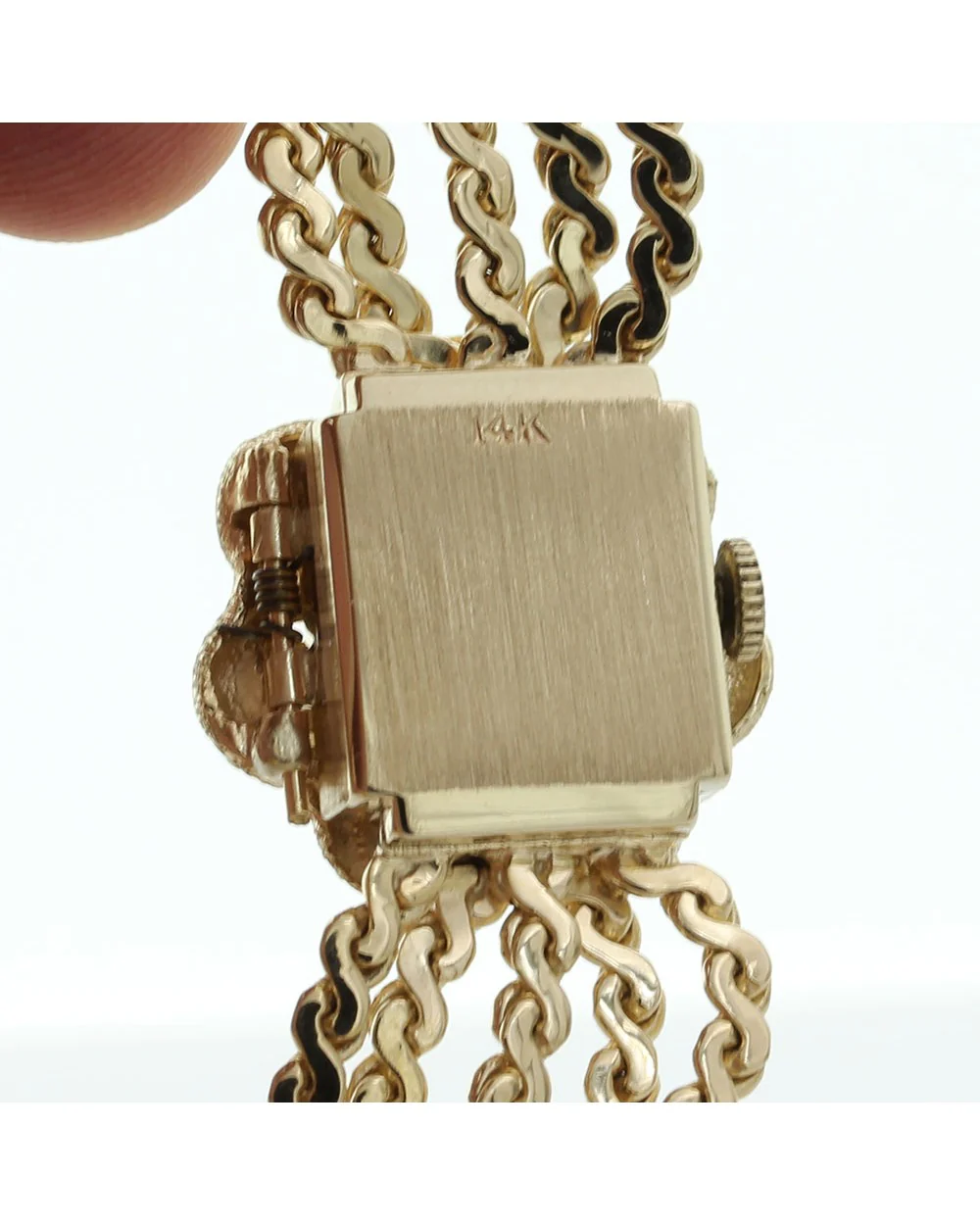 Eloga 14KY Gold Vintage Diamond Opal Flip Top Dress Watch - Image 4