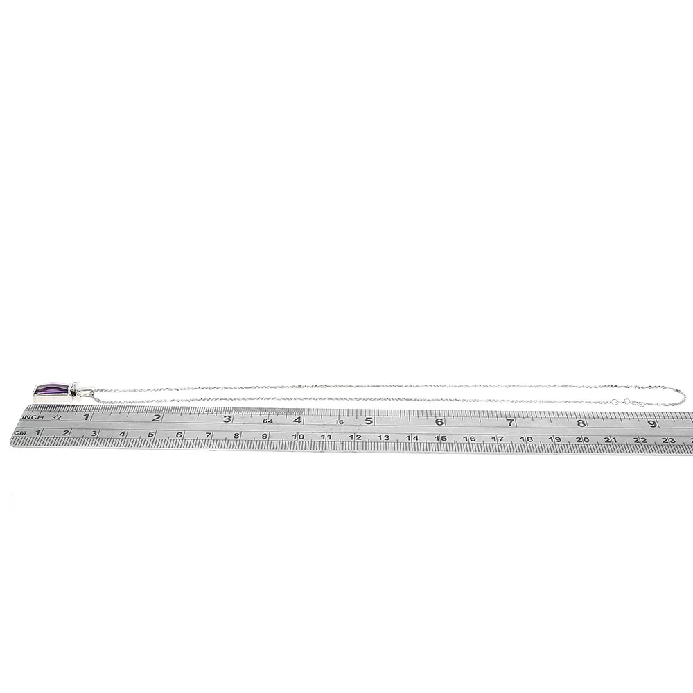 Elongated Amethyst and Diamond Accent Pendant - Image 3