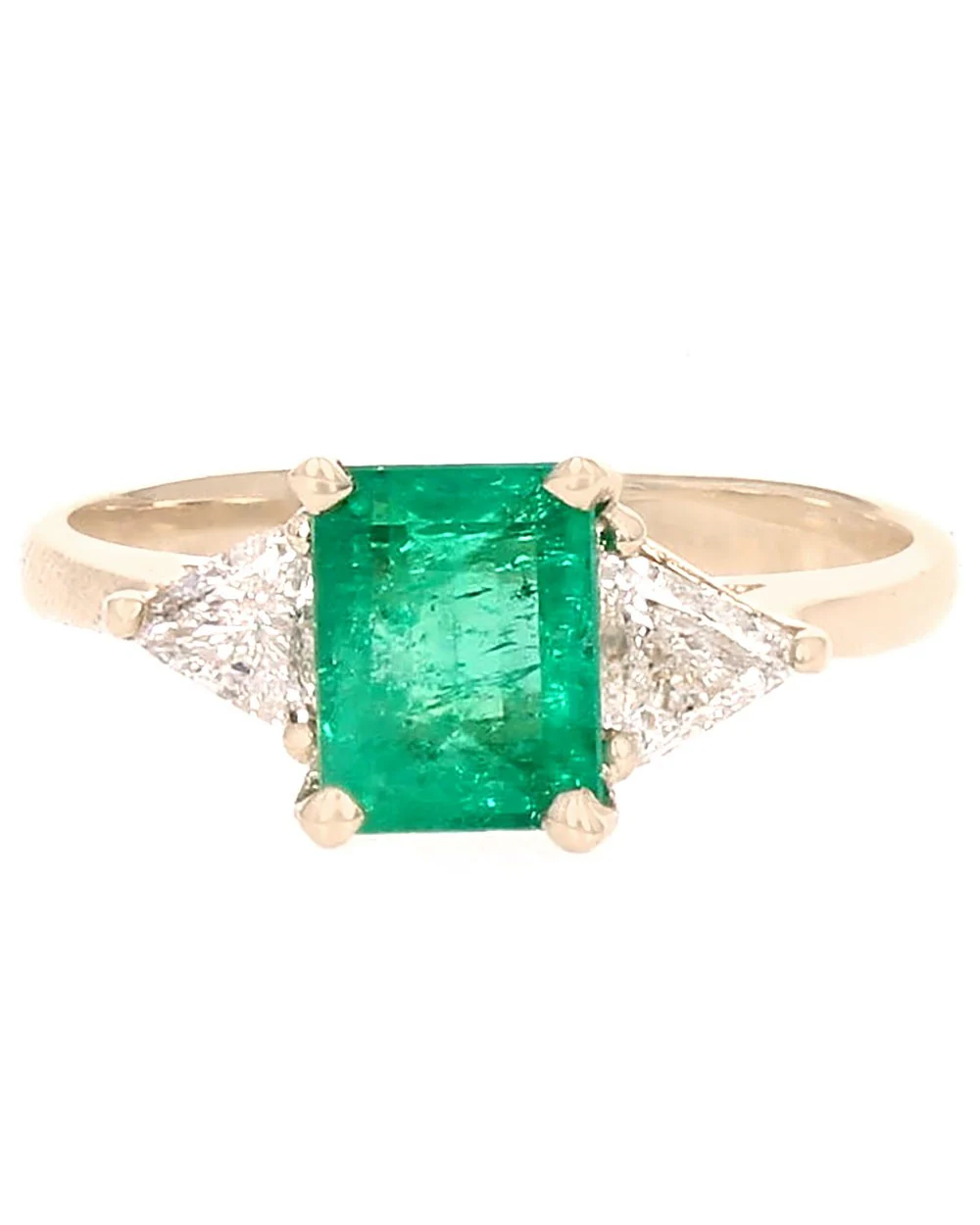 Emerald and Diamond Accent Ring in Yellow Gold - Image 2