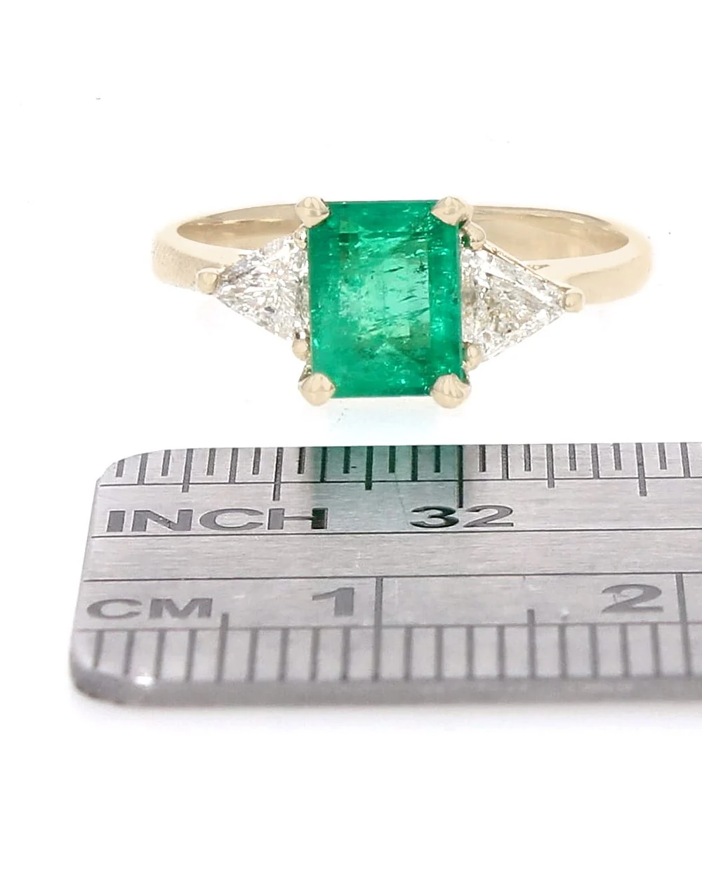 Emerald and Diamond Accent Ring in Yellow Gold - Image 3