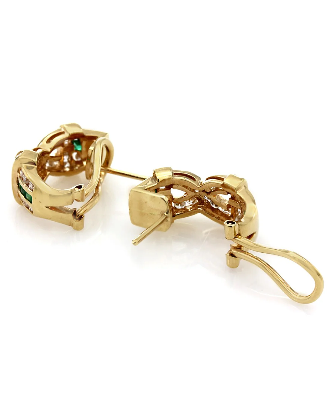 Emerald and Diamond Crossover Earrings - Image 2