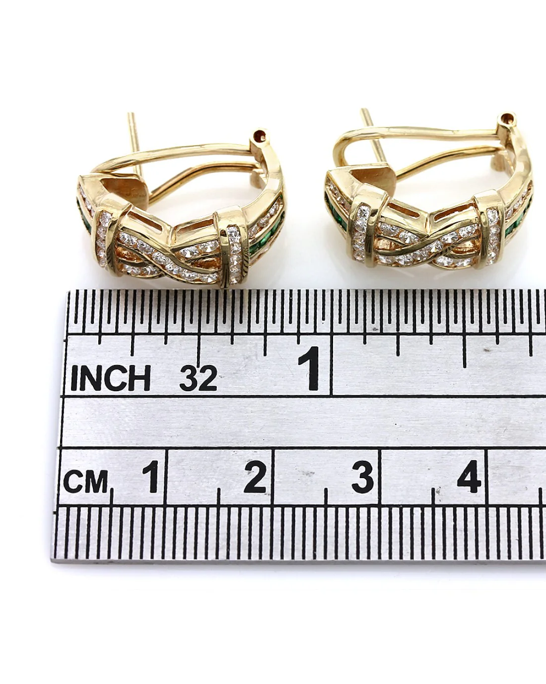 Emerald and Diamond Crossover Earrings - Image 3