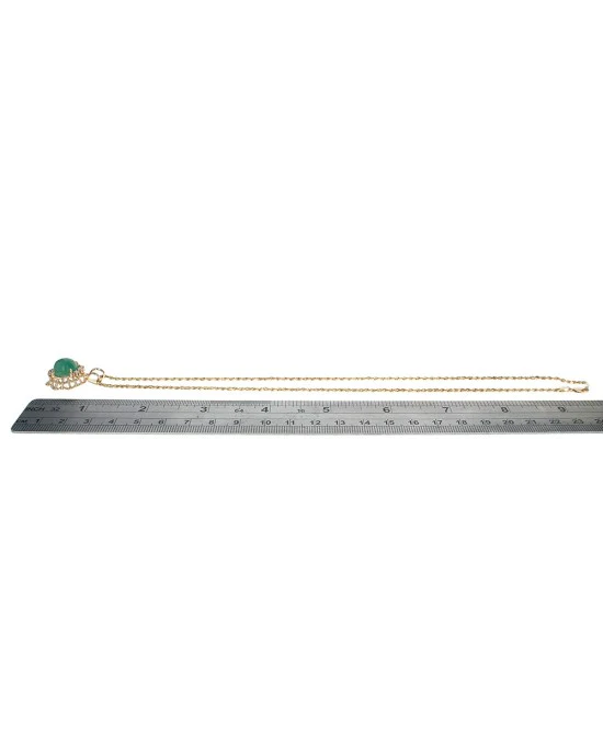 Emerald Cabochon and Diamond Drop on Rope Chain Necklace - Image 3