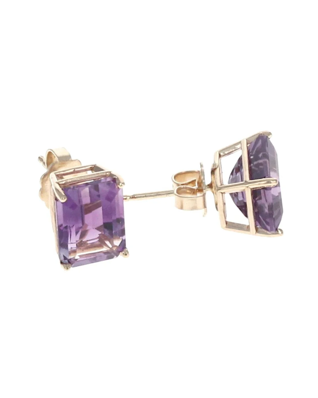 Emerald Cut Amethyst Stud Earrings - Image 2