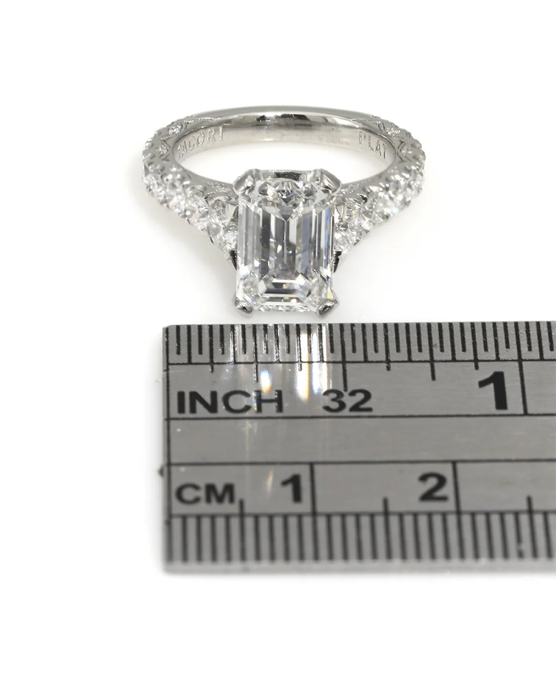 Emerald Cut Diamond Engagement Ring in Platinum - Image 3