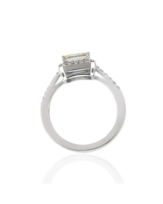 Emerald Shaped Diamond Halo Ring in Gold - Image 3