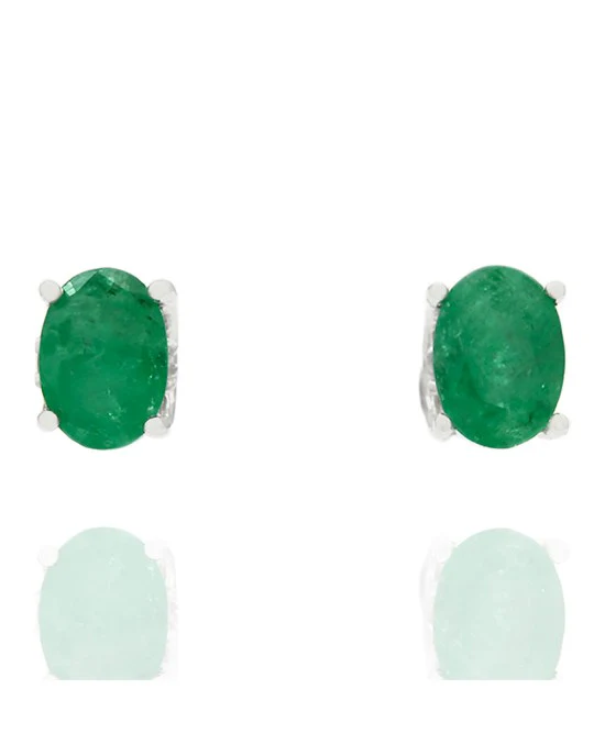 Emerald Stud Earrings In 14K