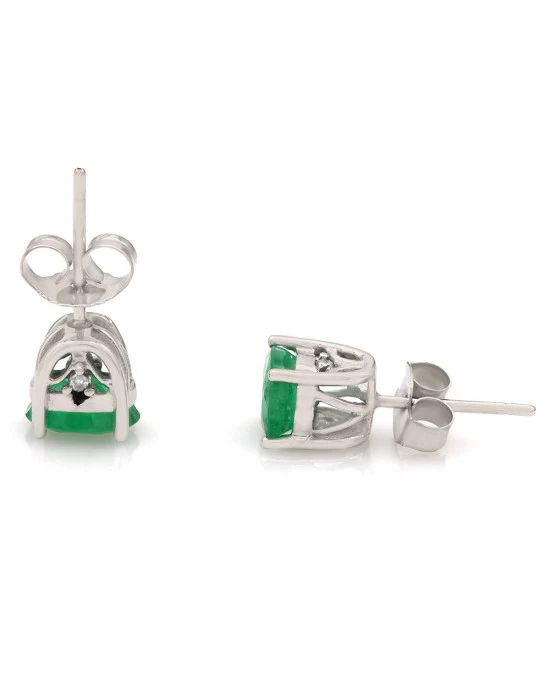 Emerald Stud Earrings In 14K - Image 2