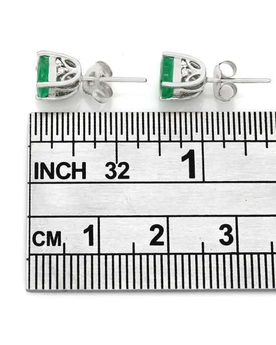 Emerald Stud Earrings In 14K - Image 3