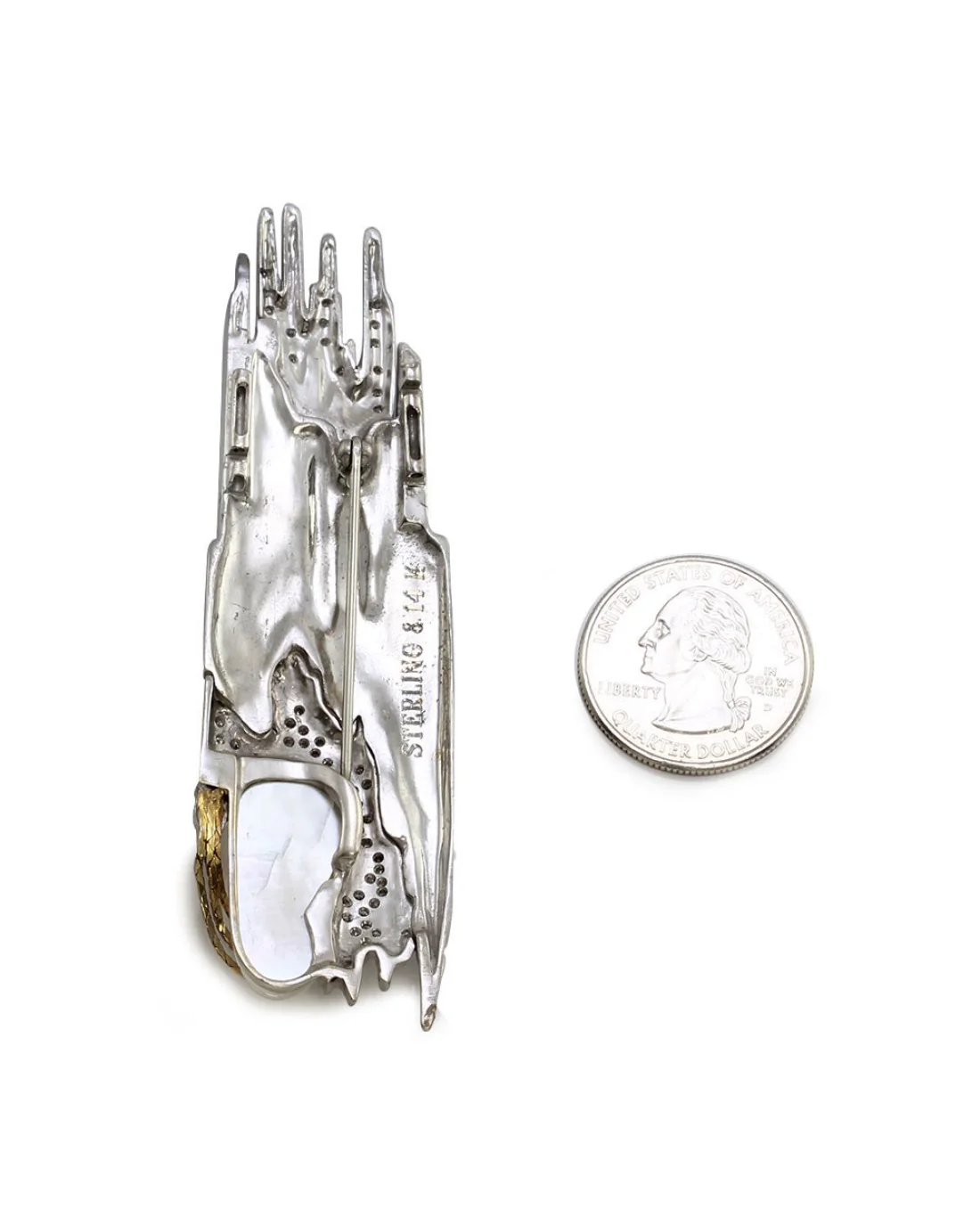 Erte Sophistication Multi-Gem Sterling and Gold Necklace Convertible Brooch - Image 5