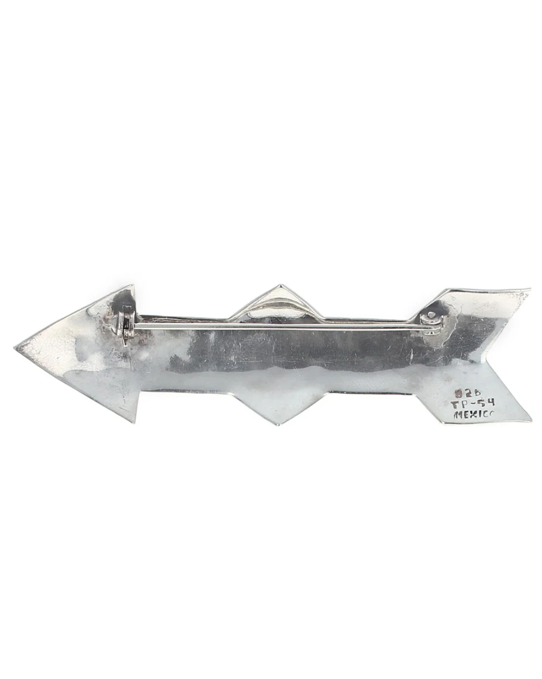 Etched Arrow Pin Brooch in Silver - Image 2