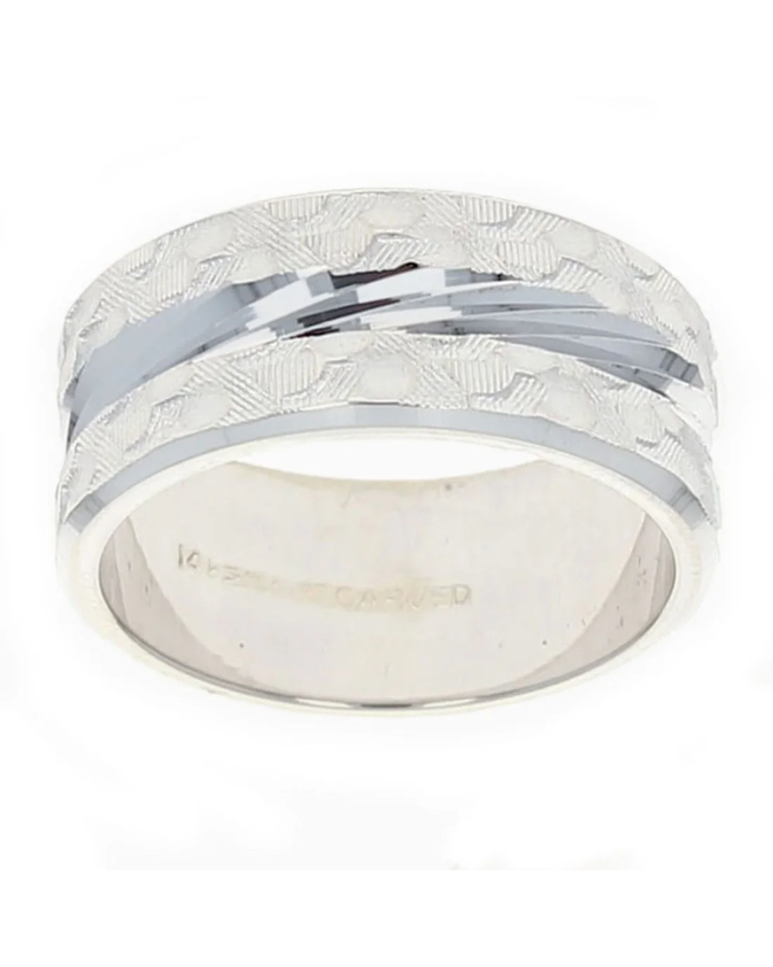 Etched Grooved Wedding Band - Image 2