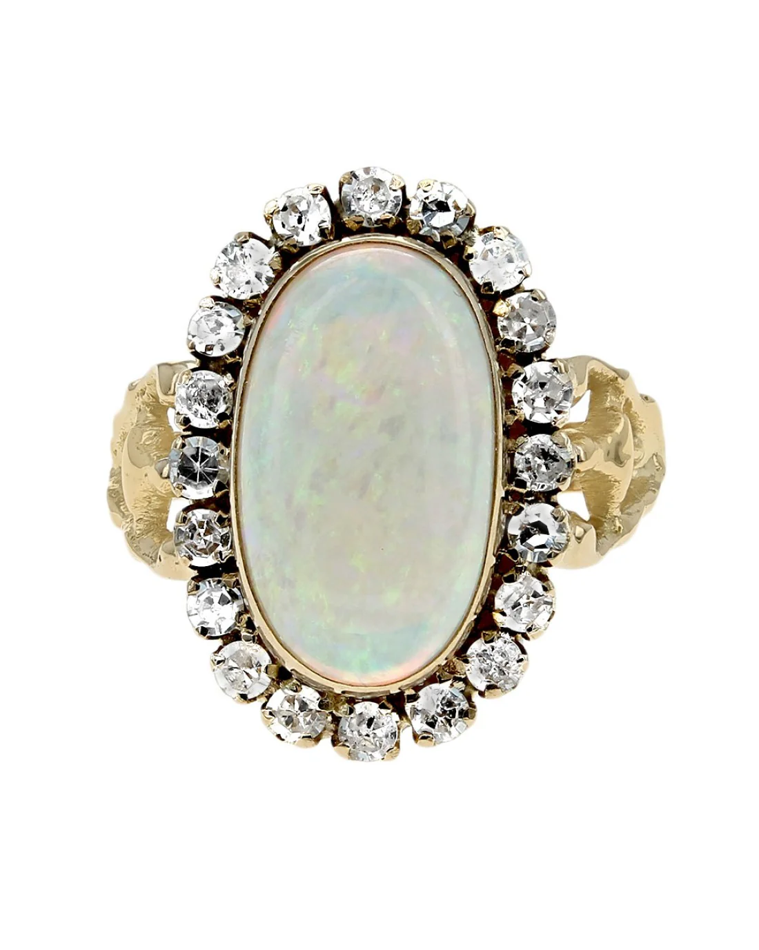 Ethiopian Opal and Diamond Halo Ring - Image 2