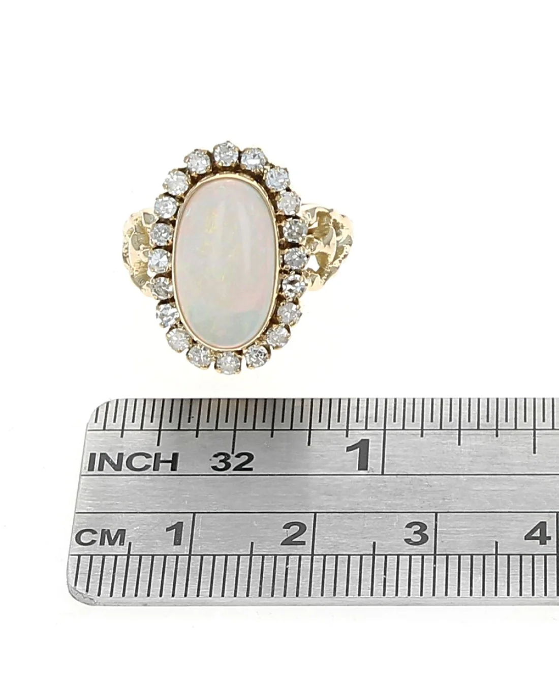 Ethiopian Opal and Diamond Halo Ring - Image 3