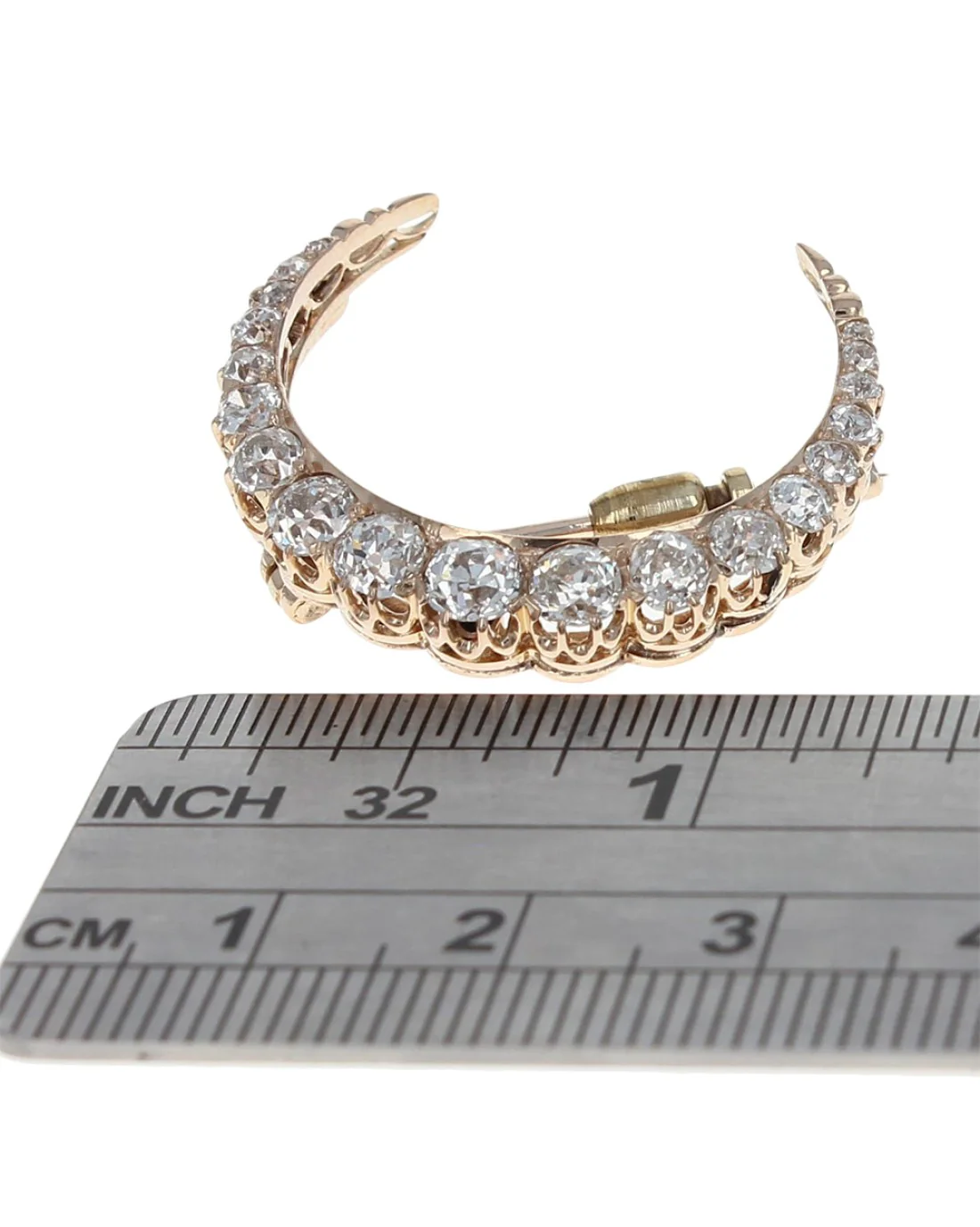 European Diamond Moon Brooch - Image 3