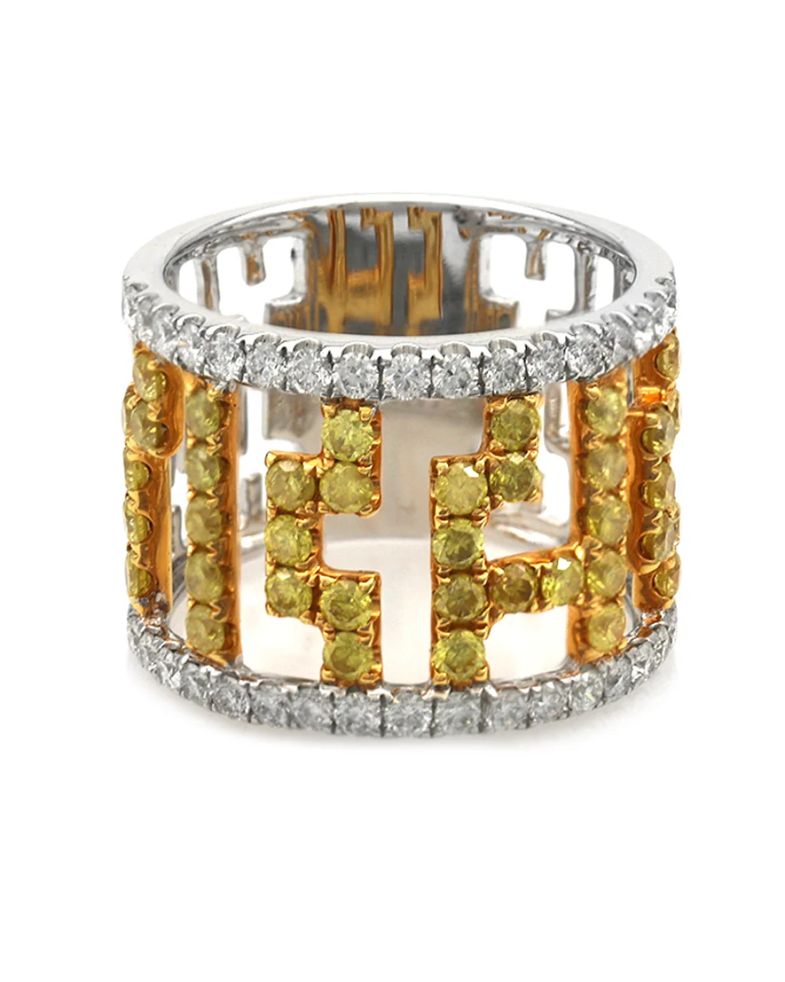 Fancy Yellow and White Diamond Cut Out Band - Image 2