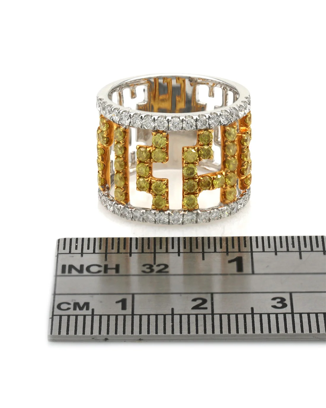 Fancy Yellow and White Diamond Cut Out Band - Image 3