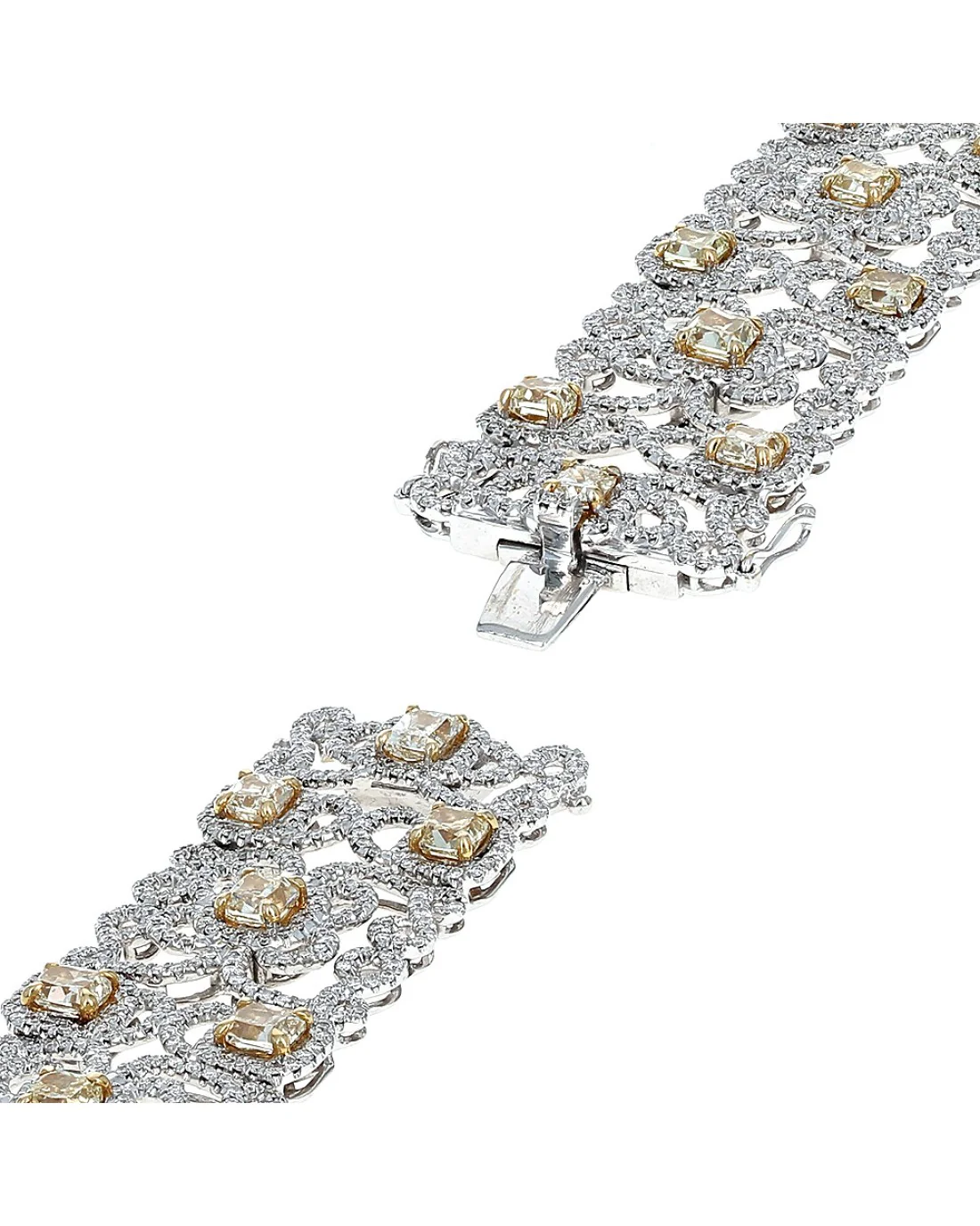 Fancy Yellow and White Diamond Pave Maze Motif Bracelet - Image 2