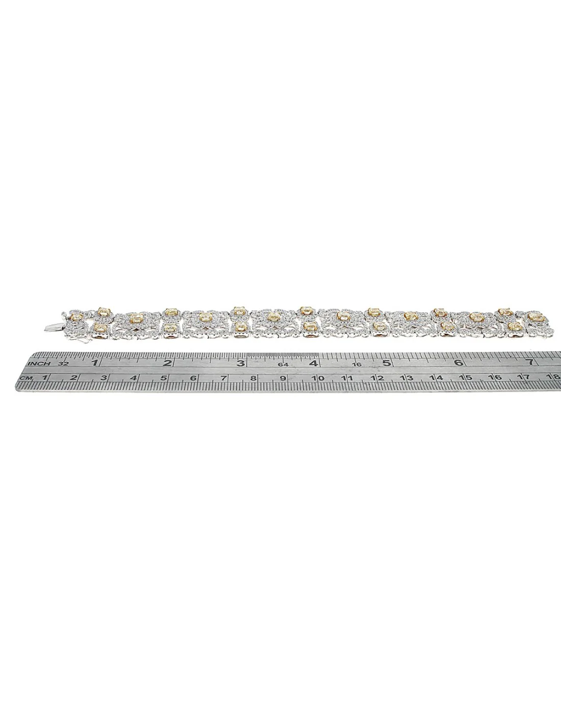 Fancy Yellow and White Diamond Pave Maze Motif Bracelet - Image 3