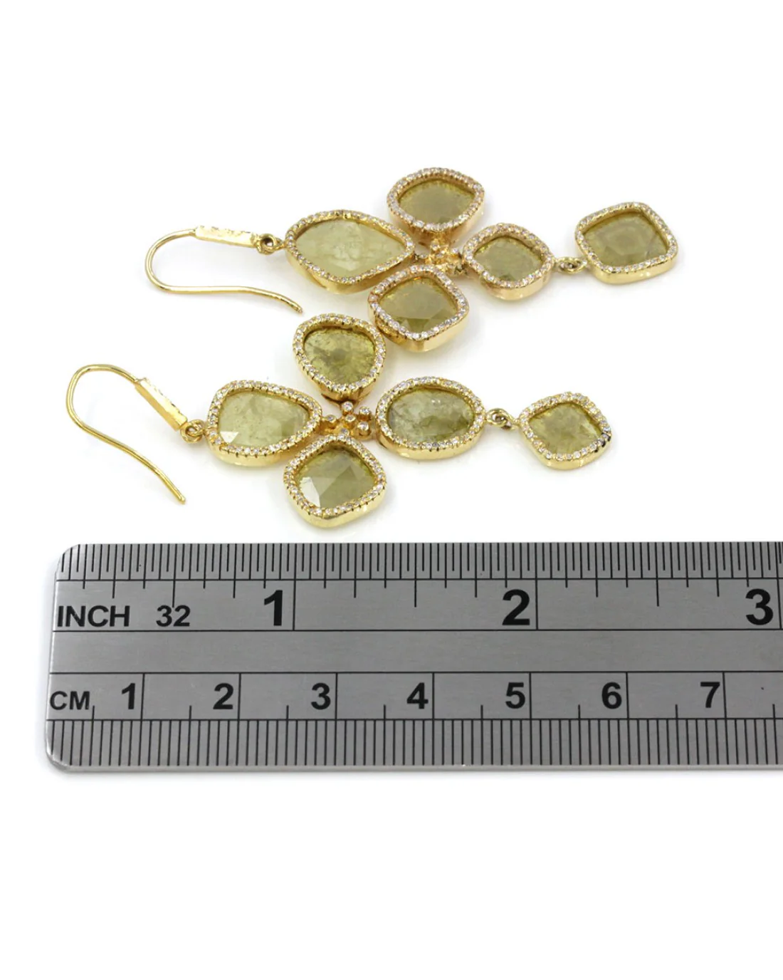 Fancy Yellow Diamond Slice and Pave Diamond Earrings in Gold - Image 3