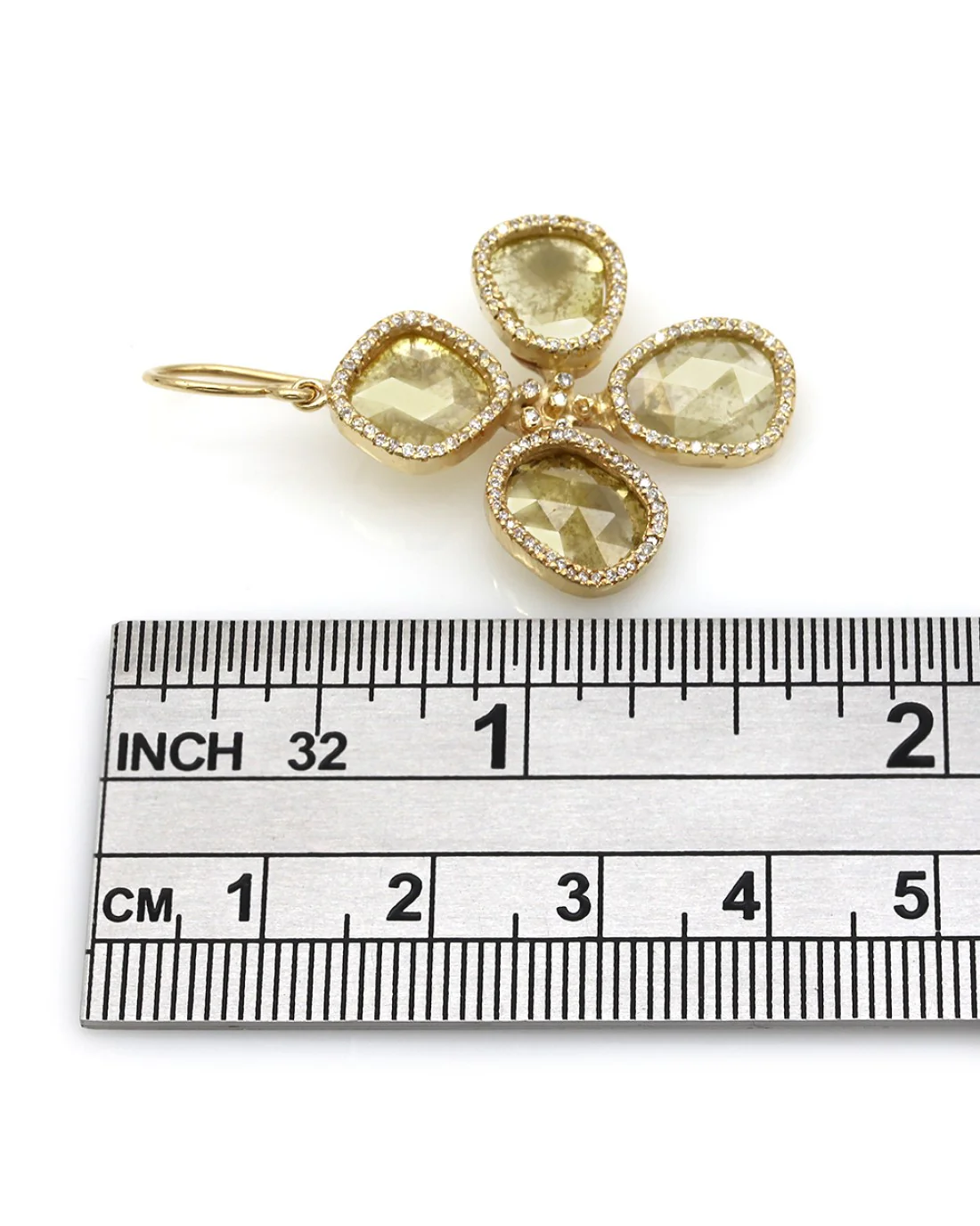 Fancy Yellow Diamond Slice and Pave Diamond Earrings in Gold - Image 3