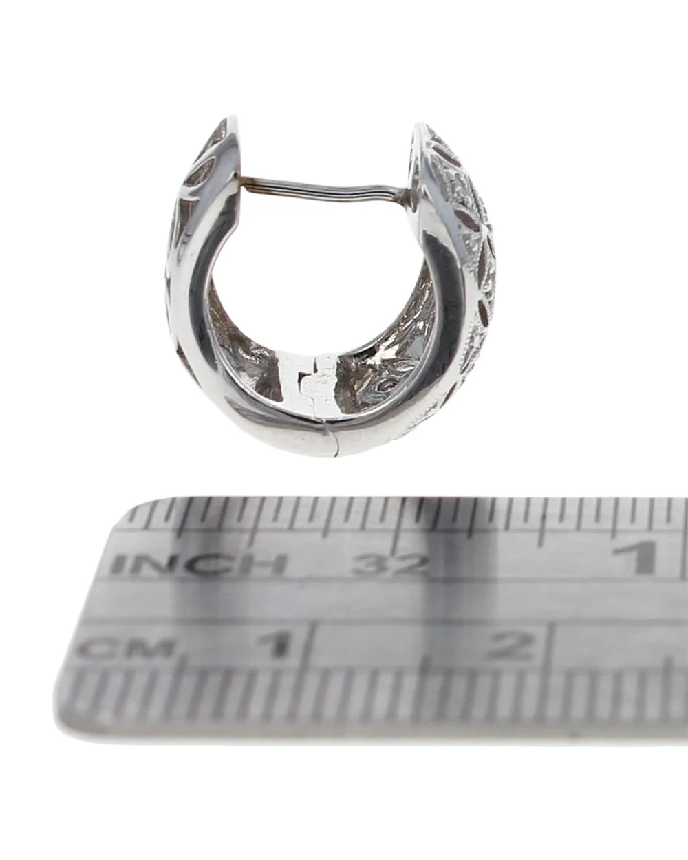 Filigree Diamond Huggie Earrings - Image 3