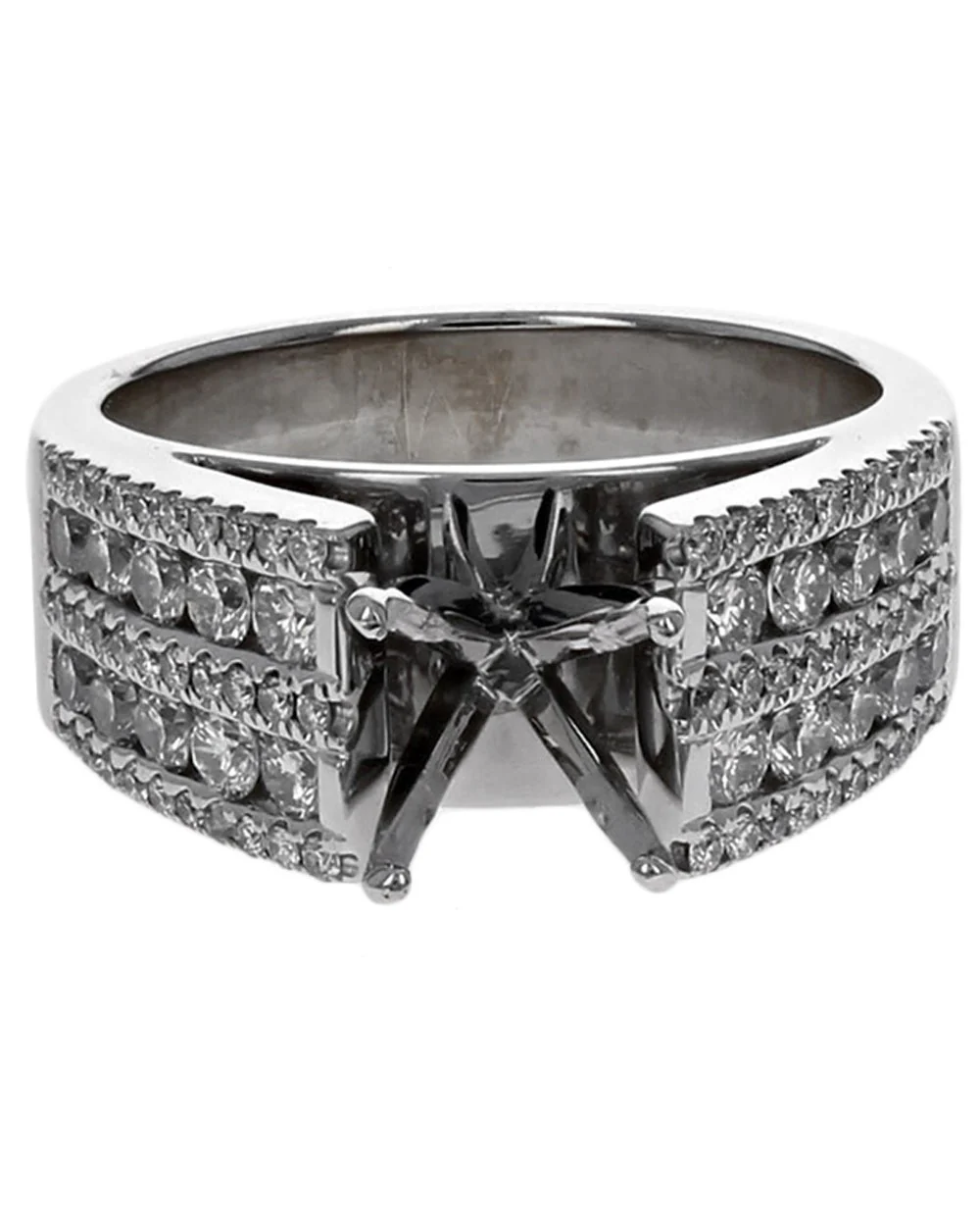 Five Row Diamond Semi Mount in White Gold - Image 2