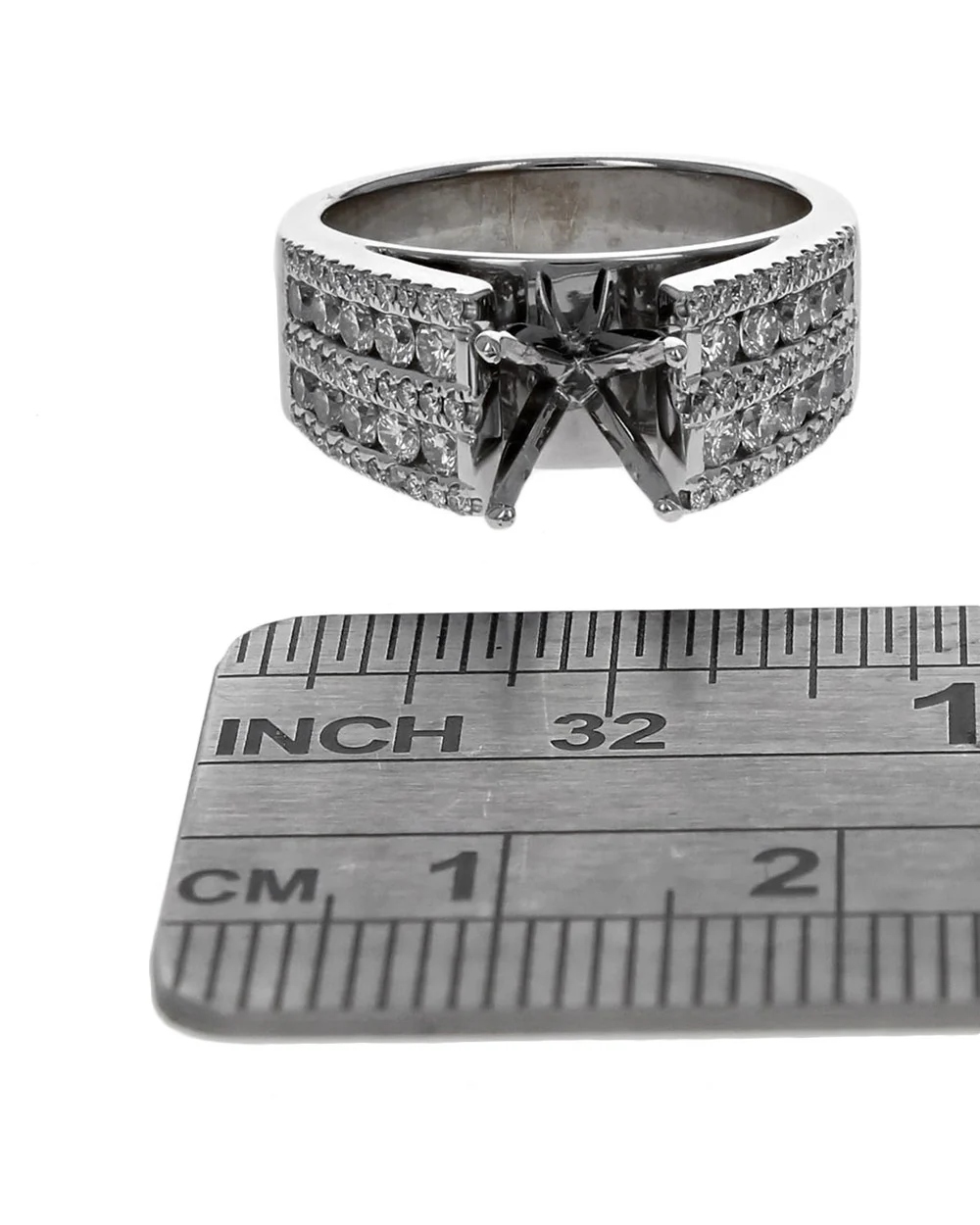 Five Row Diamond Semi Mount in White Gold - Image 3