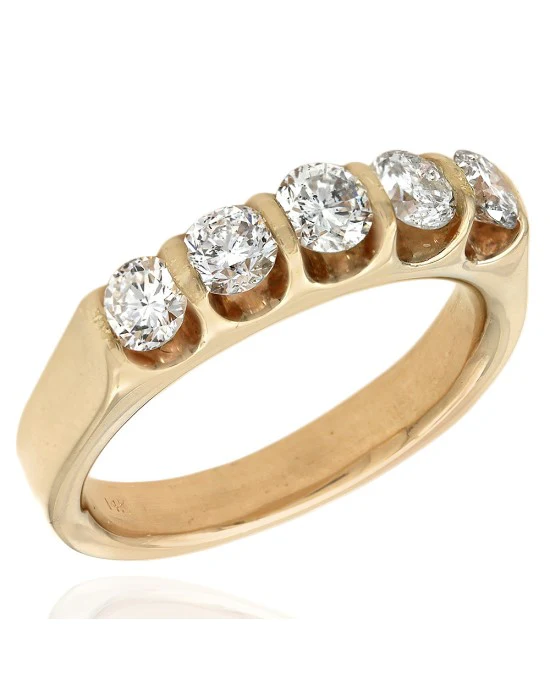 Five Stone Diamond Ring in Yellow Gold