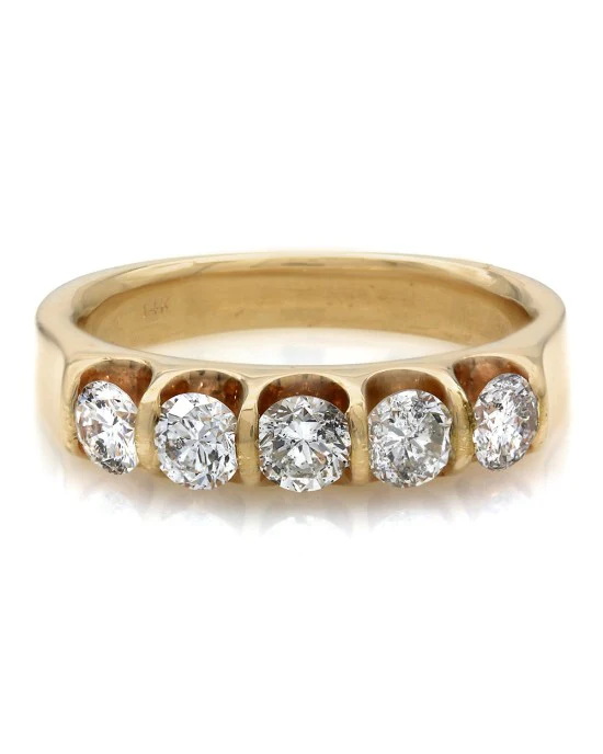 Five Stone Diamond Ring in Yellow Gold - Image 2