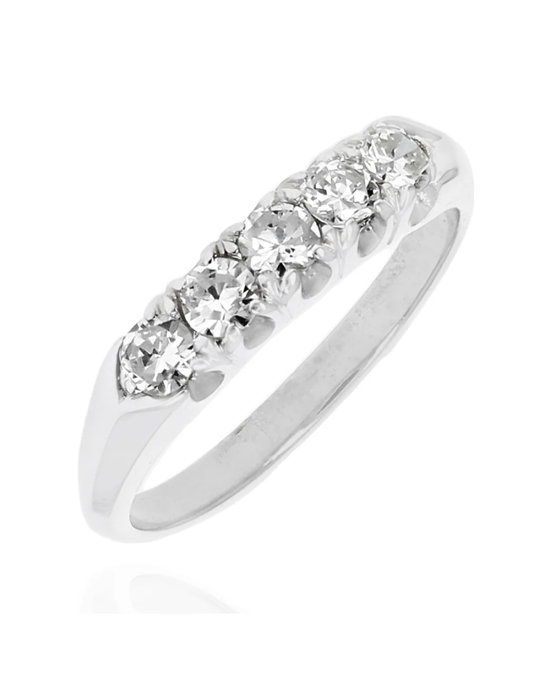 Five Stone Diamond Tapered Ring in White Gold