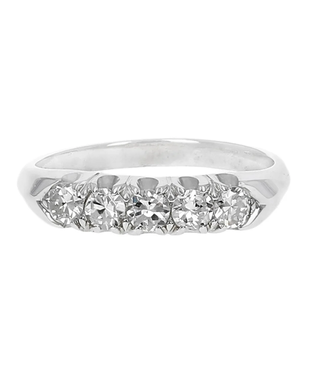 Five Stone Diamond Tapered Ring in White Gold - Image 2