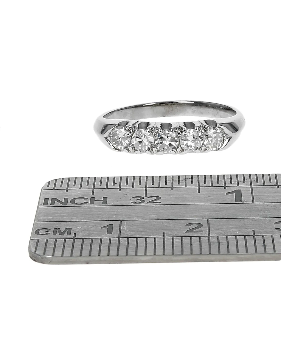 Five Stone Diamond Tapered Ring in White Gold - Image 3