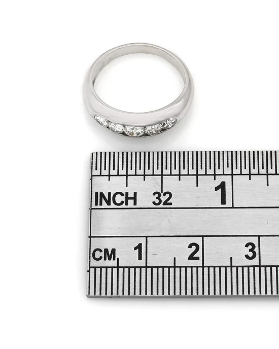 Five Stone Round Diamond Channel Set Band in 14k White Gold - Image 3