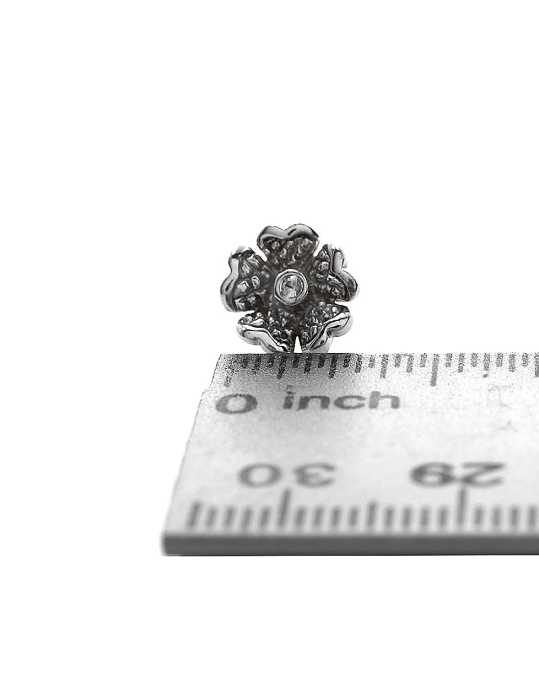 Flower Stud Earrings with Diamond Accents - Image 2