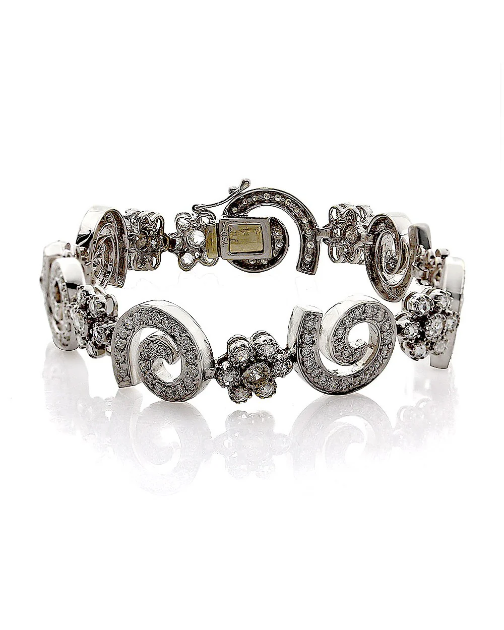 Flowers and Swirls Diamond Bracelet - Image 2