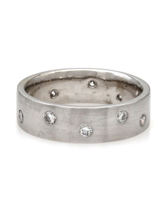 Flush Set, Round Diamond, Eternity Band with Satin Finish in 14k White Gold - Image 2