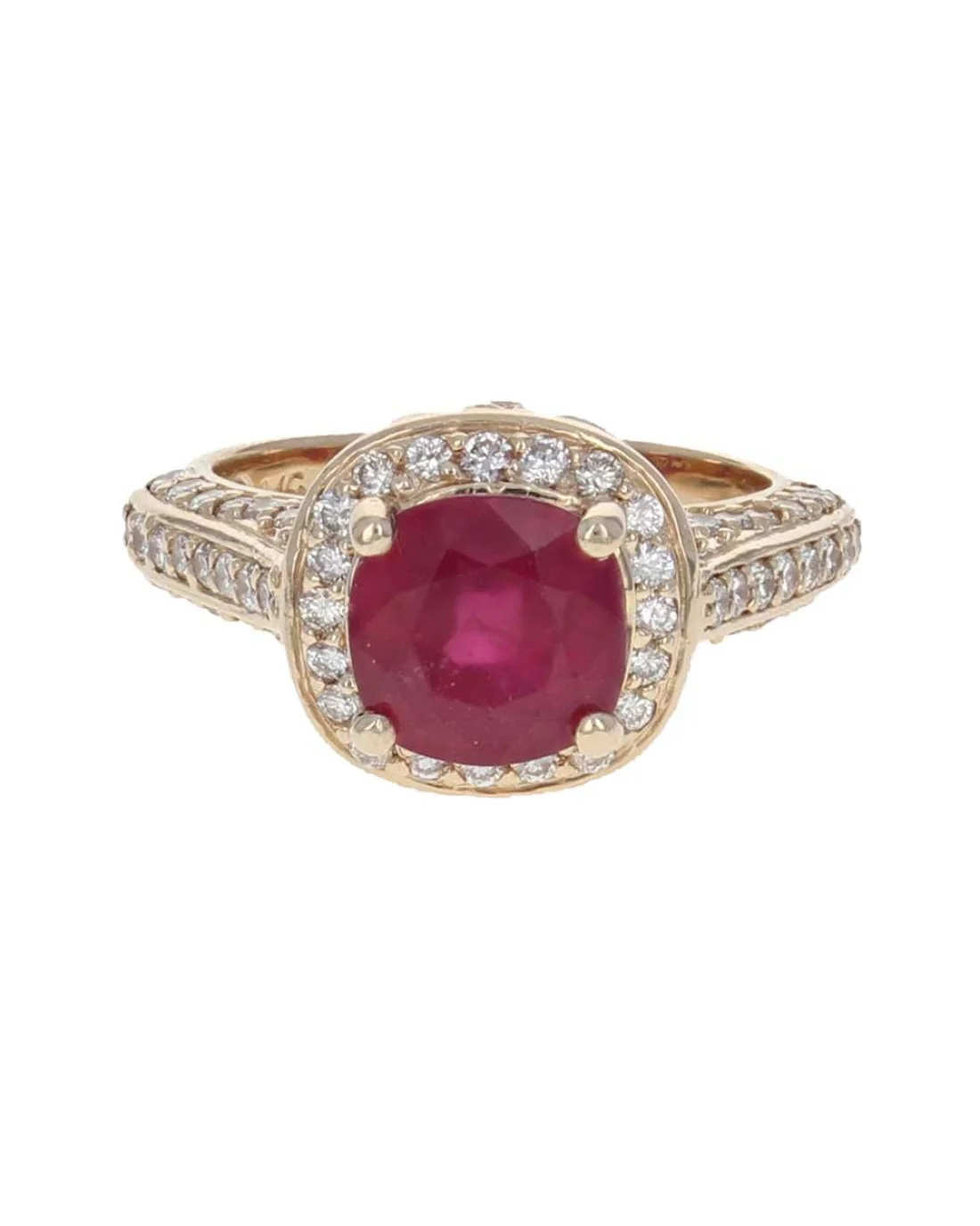 Fracture Filled Ruby and Diamond Halo Ring - Image 2