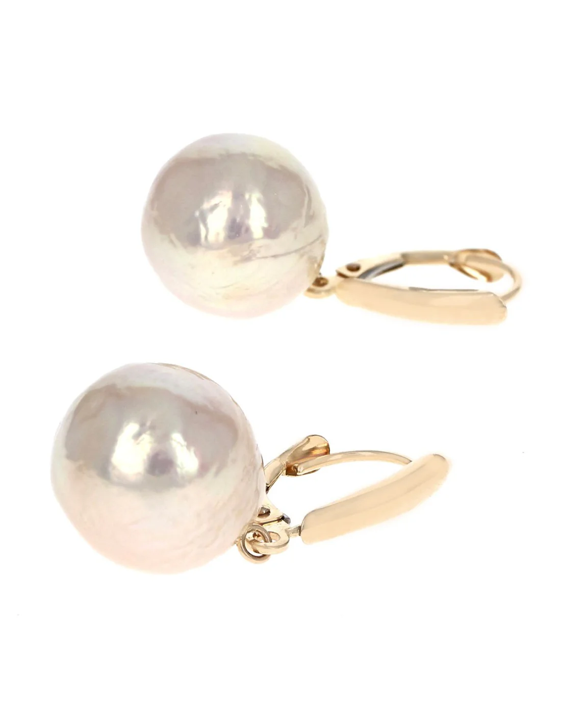 Freshwater Pearl Drop Earrings in Yellow Gold - Image 2