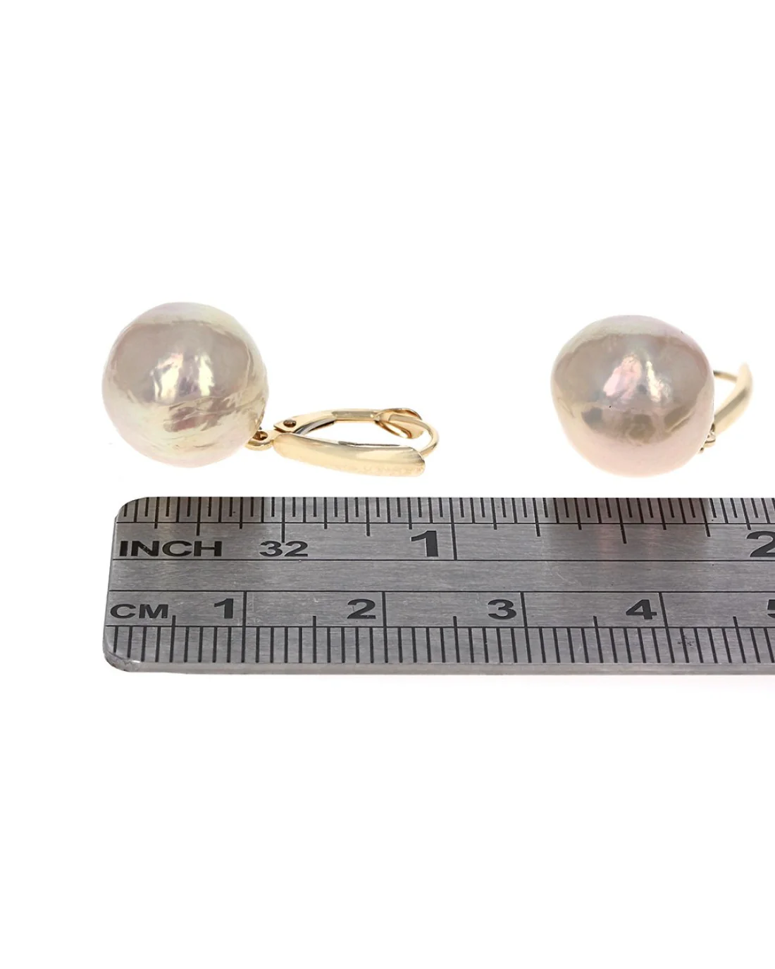 Freshwater Pearl Drop Earrings in Yellow Gold - Image 3