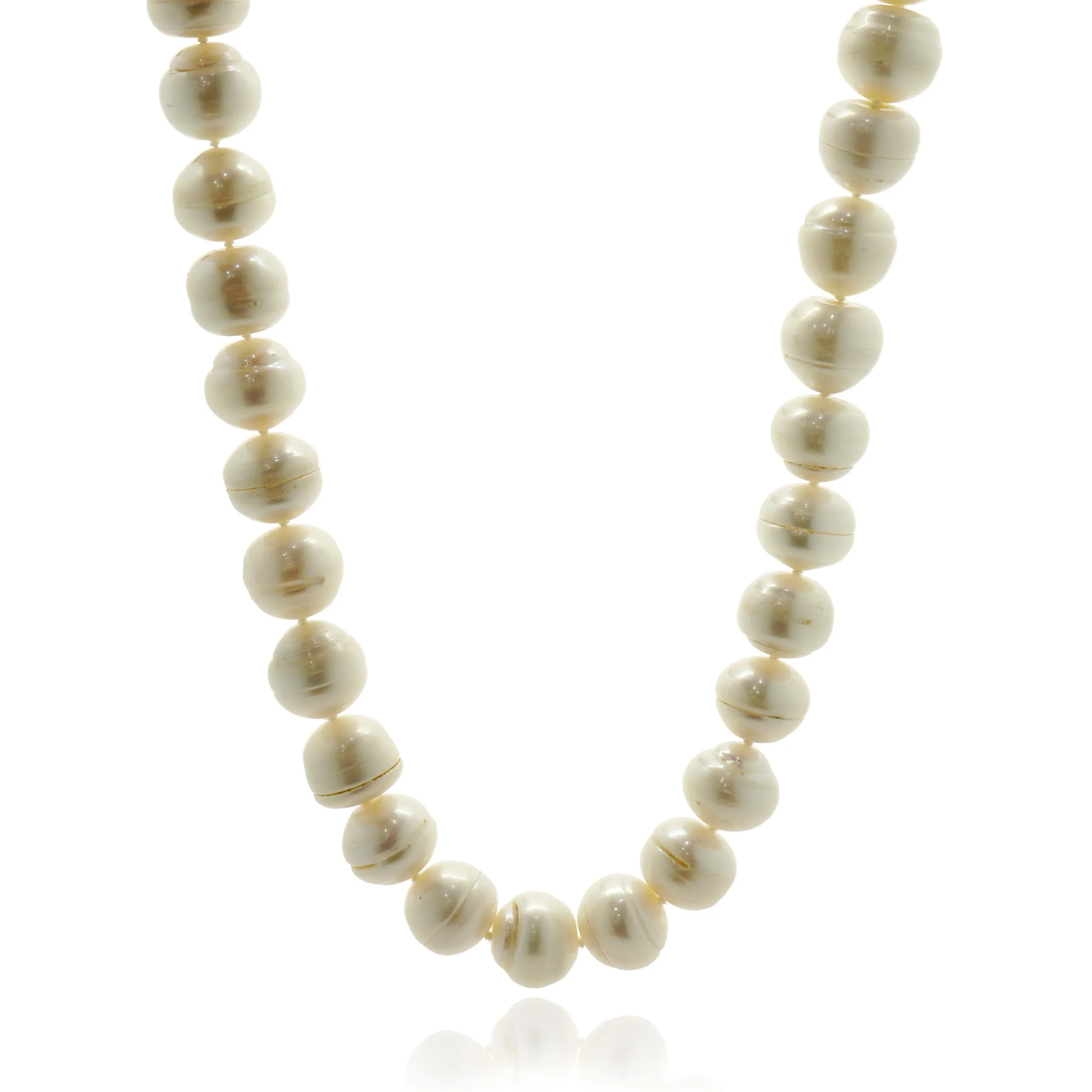 Freshwater Rose Baroque Pearl Necklace with Sterling Silver Gemstone clasp