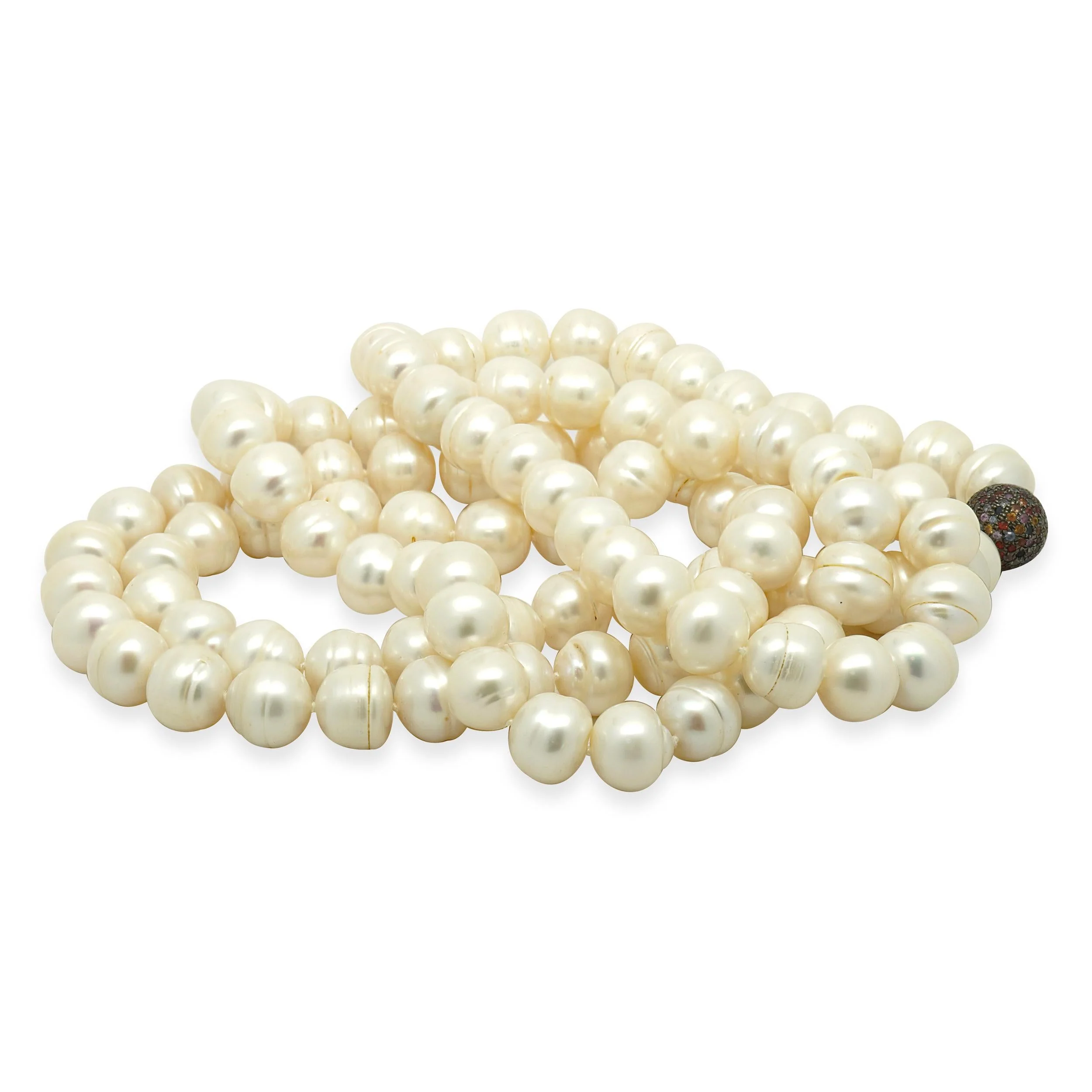 Freshwater Rose Baroque Pearl Necklace with Sterling Silver Gemstone clasp - Image 4