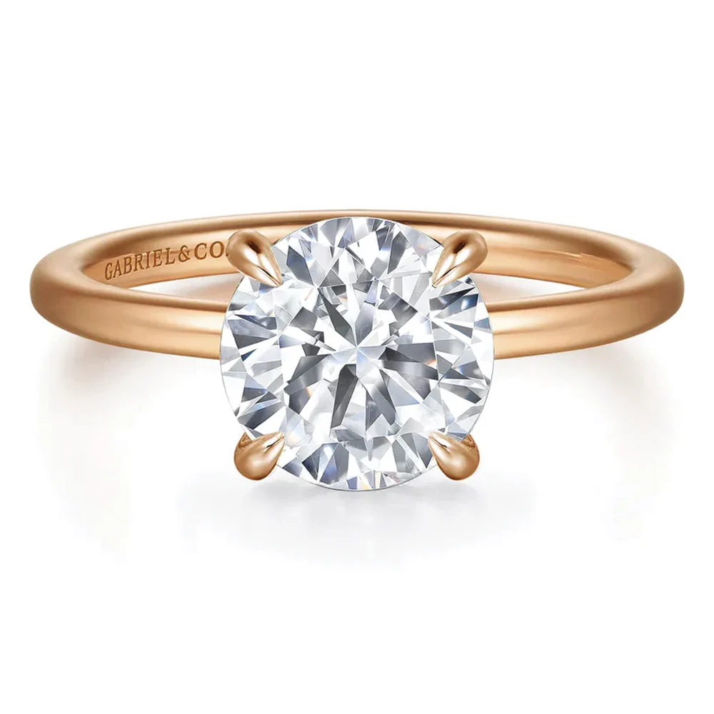 Gabriel & Co. 14K Rose Gold Round Brilliant Cut Diamond Engagement Ring