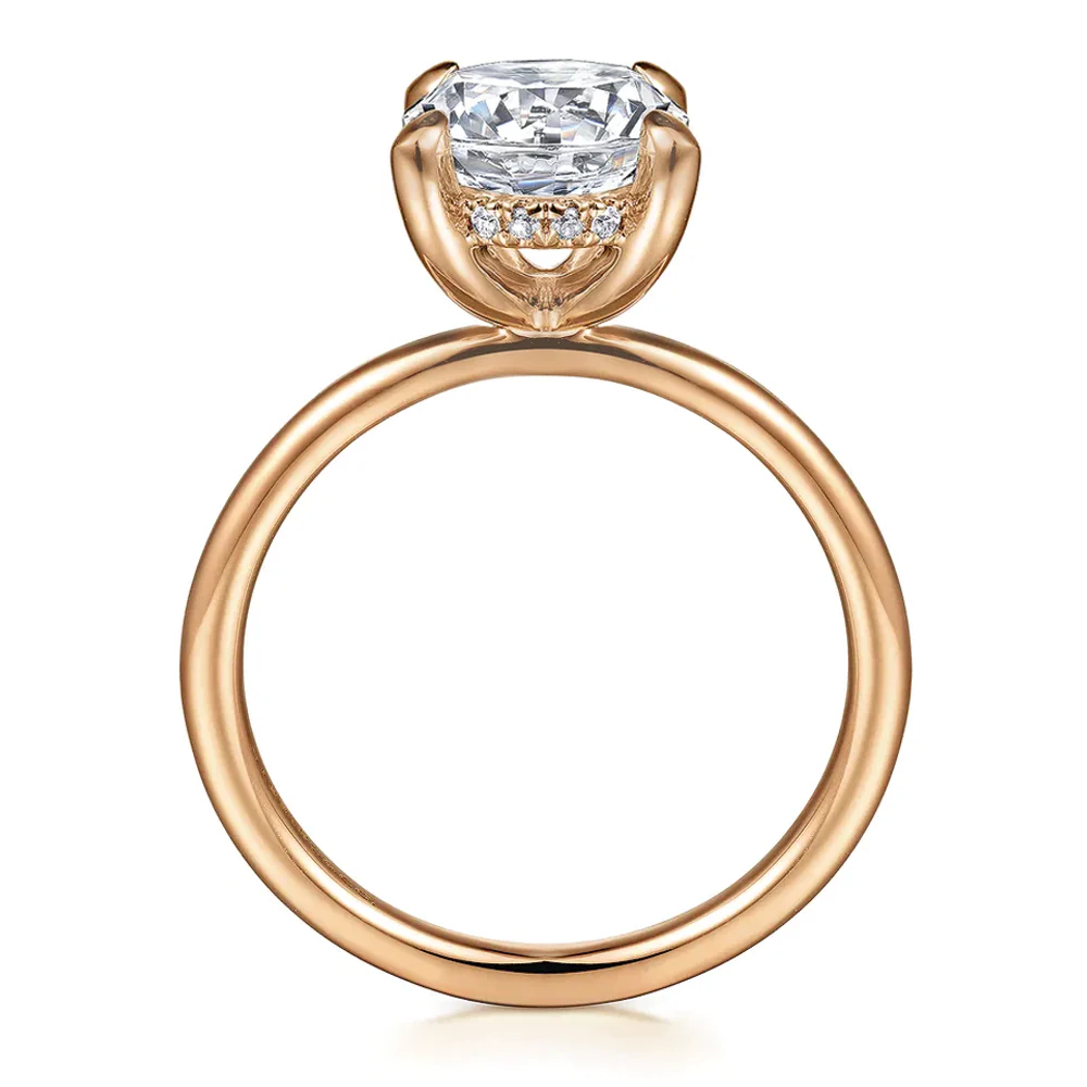 Gabriel & Co. 14K Rose Gold Round Brilliant Cut Diamond Engagement Ring - Image 3