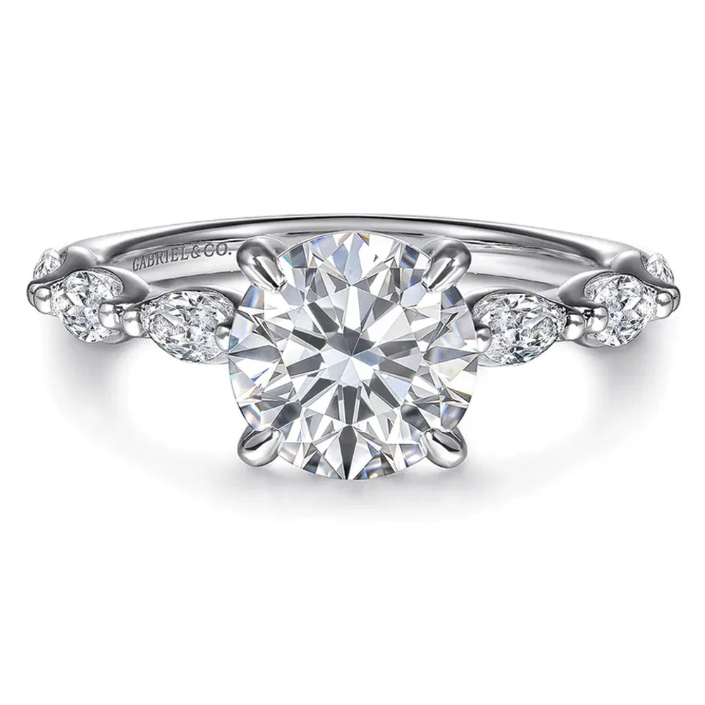 Gabriel & Co. 14K White Gold Round Brilliant Cut Diamond Engagement Ring