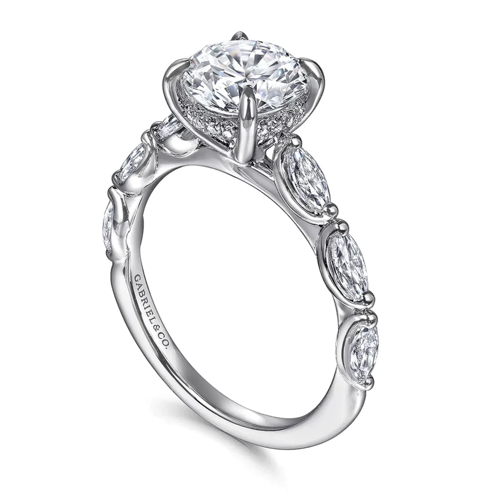Gabriel & Co. 14K White Gold Round Brilliant Cut Diamond Engagement Ring - Image 2