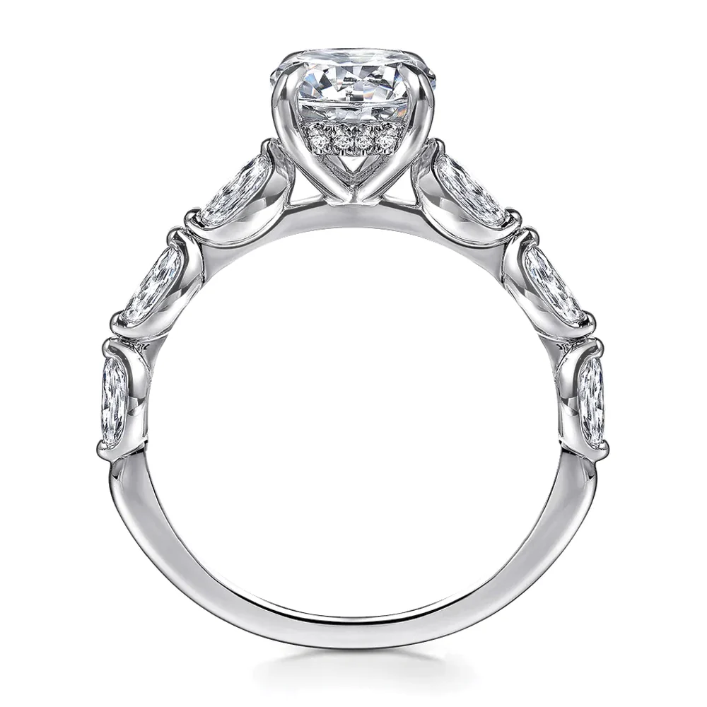 Gabriel & Co. 14K White Gold Round Brilliant Cut Diamond Engagement Ring - Image 3