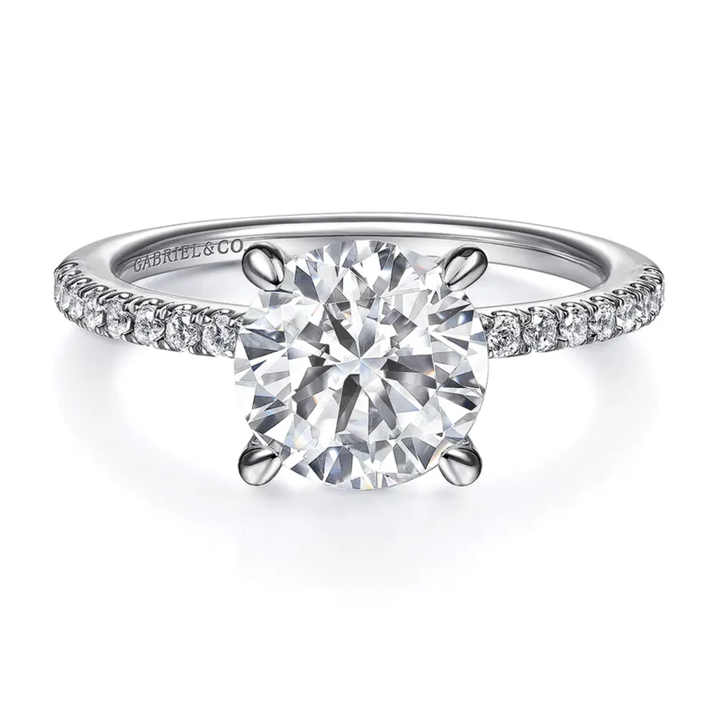Gabriel & Co. 14K White Gold Round Brilliant Cut Diamond Engagement Ring
